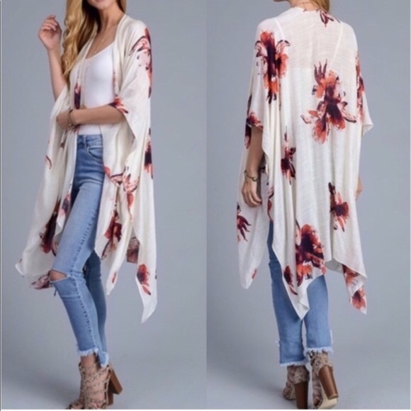 Floral Kimono - BLACK - Picture 3 of 3